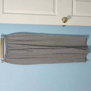 Kathie Lee Women  Black & White Squares Elastic Waist Casual Wide Leg Pants